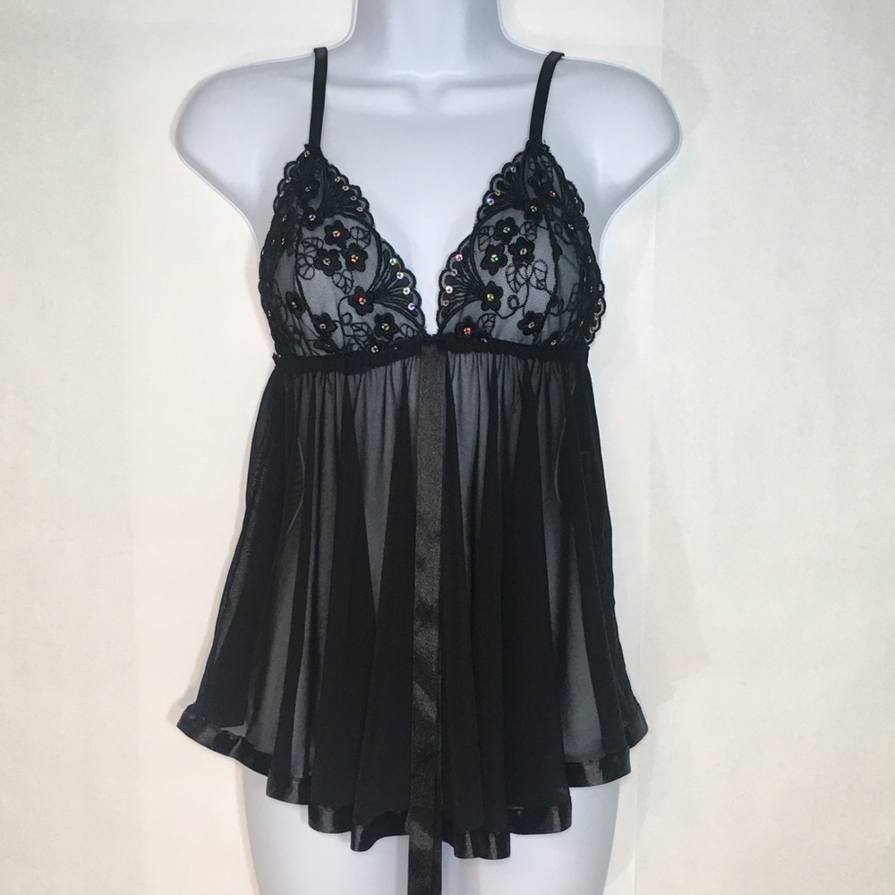 Risqué Black Mesh Baby Doll